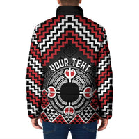 Personalised Aotearoa Niho Taniwha Motif Padded Jacket Red Style LT9 - Polynesian Pride
