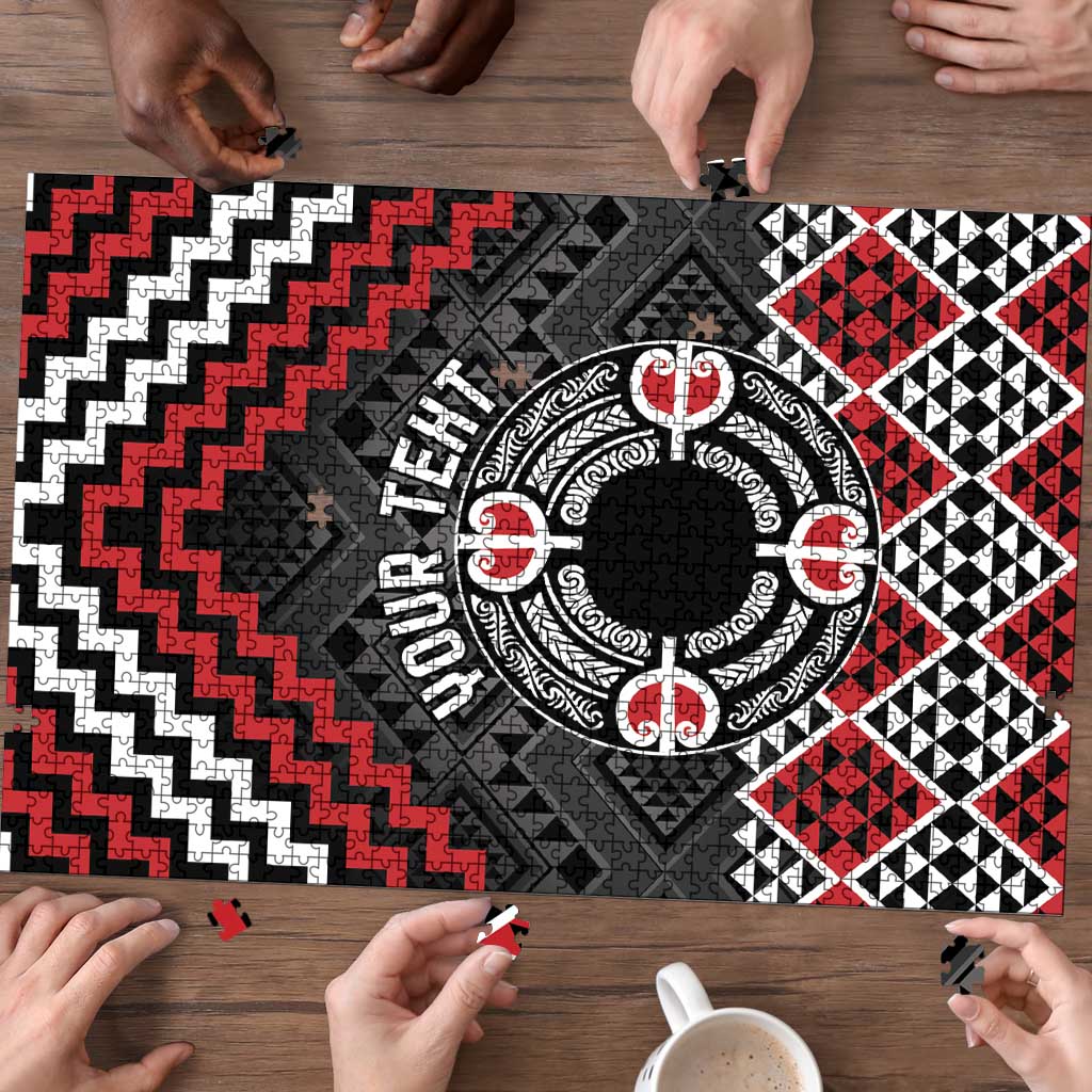 Personalised Aotearoa Niho Taniwha Motif Puzzle Red Style LT9 - Polynesian Pride