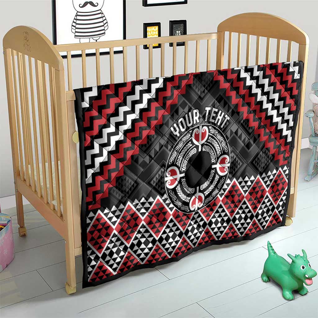 Personalised Aotearoa Niho Taniwha Motif Quilt Red Style LT9 - Polynesian Pride