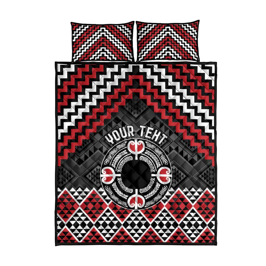 Personalised Aotearoa Niho Taniwha Motif Quilt Bed Set Red Style LT9 - Polynesian Pride