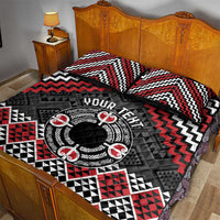 Personalised Aotearoa Niho Taniwha Motif Quilt Bed Set Red Style LT9 - Polynesian Pride