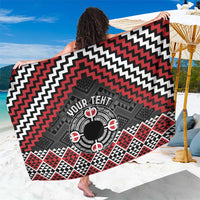 Personalised Aotearoa Niho Taniwha Motif Sarong Red Style LT9 One Size 44 x 66 inches Red - Polynesian Pride