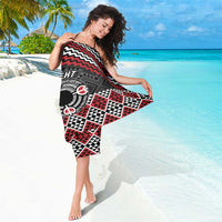 Personalised Aotearoa Niho Taniwha Motif Sarong Red Style LT9 - Polynesian Pride