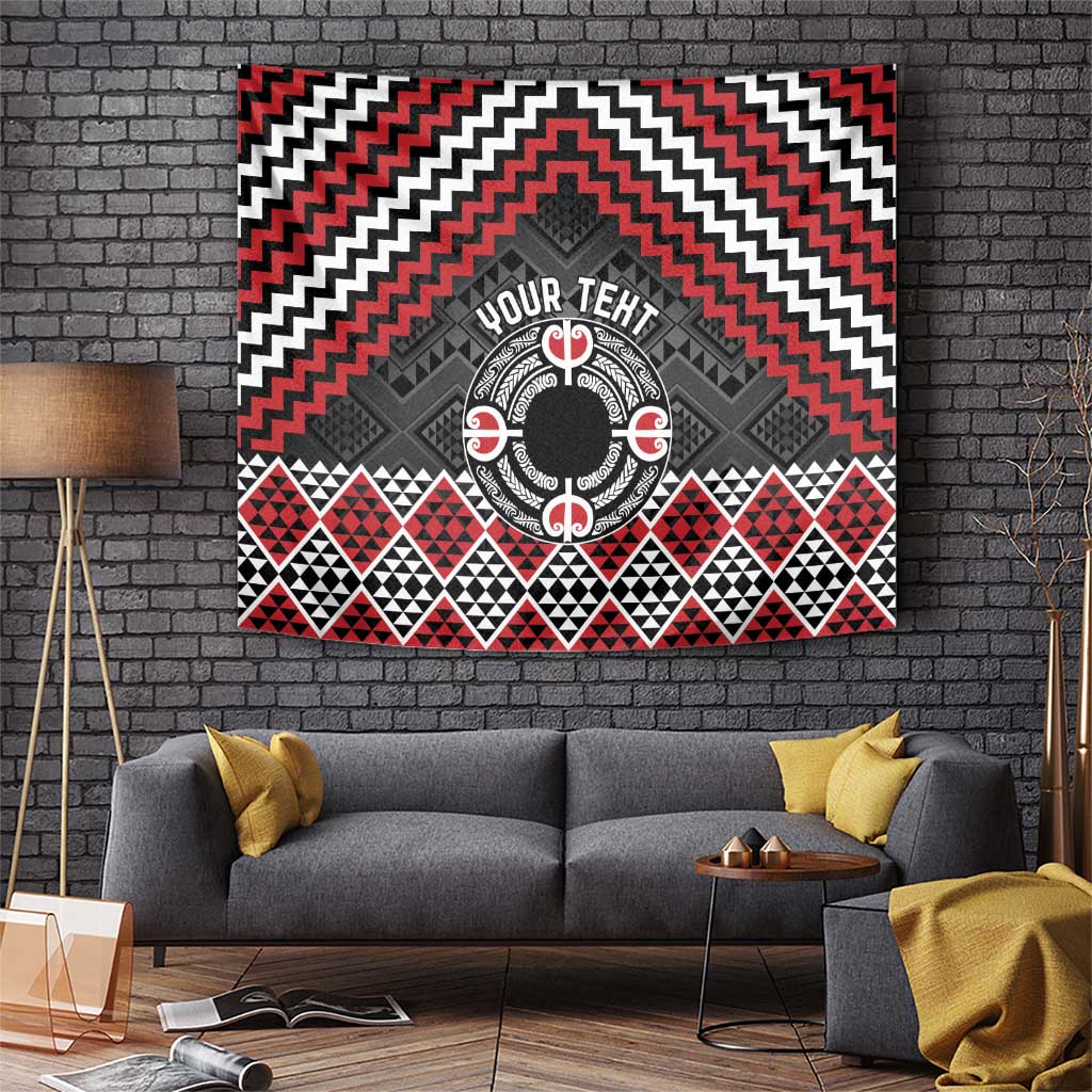 Personalised Aotearoa Niho Taniwha Motif Tapestry Red Style LT9 Red - Polynesian Pride