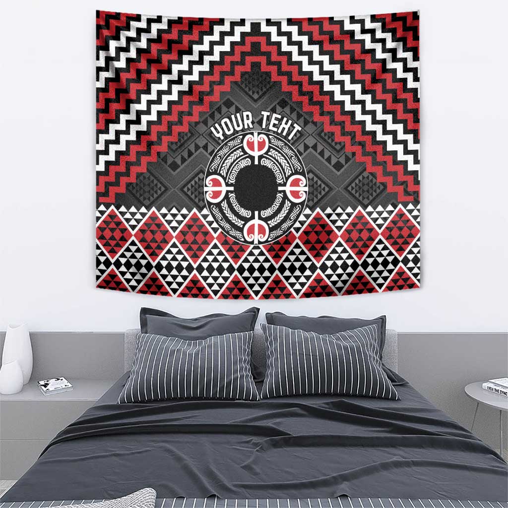 Personalised Aotearoa Niho Taniwha Motif Tapestry Red Style LT9 - Polynesian Pride