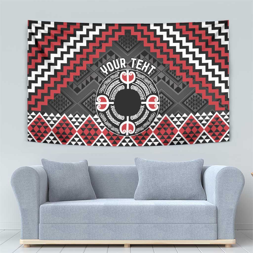 Personalised Aotearoa Niho Taniwha Motif Tapestry Red Style LT9 - Polynesian Pride