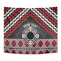 Personalised Aotearoa Niho Taniwha Motif Tapestry Red Style LT9 - Polynesian Pride