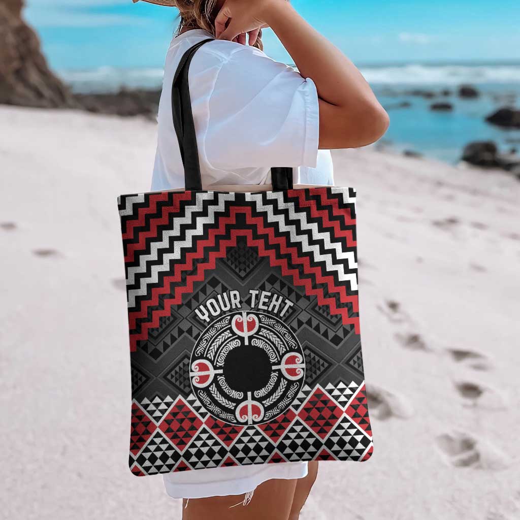 Personalised Aotearoa Niho Taniwha Motif Tote Bag Red Style LT9 - Polynesian Pride
