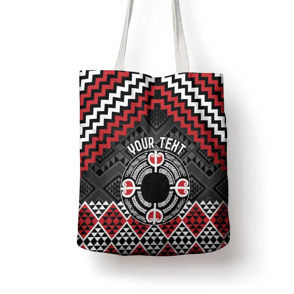 Personalised Aotearoa Niho Taniwha Motif Tote Bag Red Style LT9 - Polynesian Pride