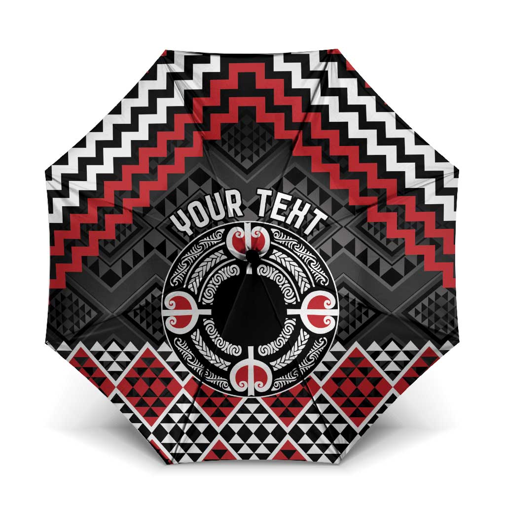 Personalised Aotearoa Niho Taniwha Motif Umbrella Red Style LT9 One Size Folded 11.42 inch Opened Diameter 37.4 inch Red - Polynesian Pride