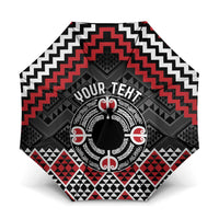 Personalised Aotearoa Niho Taniwha Motif Umbrella Red Style LT9 One Size Folded 11.42 inch Opened Diameter 37.4 inch Red - Polynesian Pride