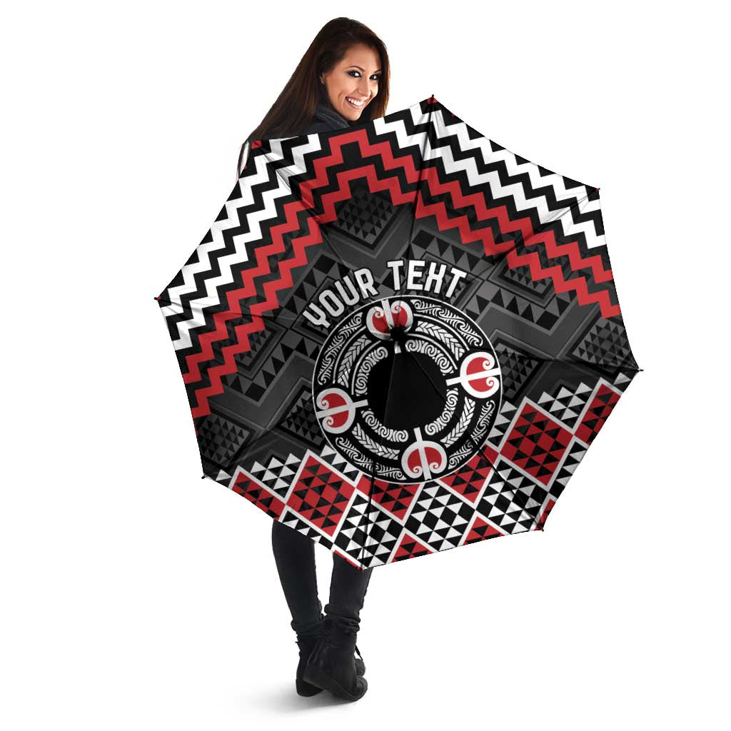 Personalised Aotearoa Niho Taniwha Motif Umbrella Red Style LT9 - Polynesian Pride
