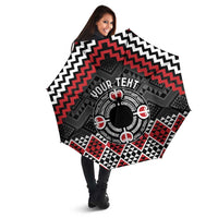 Personalised Aotearoa Niho Taniwha Motif Umbrella Red Style LT9 - Polynesian Pride