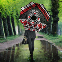 Personalised Aotearoa Niho Taniwha Motif Umbrella Red Style LT9 - Polynesian Pride