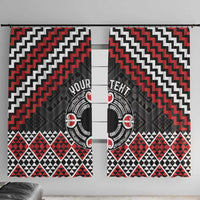 Personalised Aotearoa Niho Taniwha Motif Window Curtain Red Style LT9 With Hooks Red - Polynesian Pride