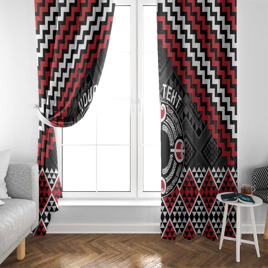 Personalised Aotearoa Niho Taniwha Motif Window Curtain Red Style LT9 - Polynesian Pride