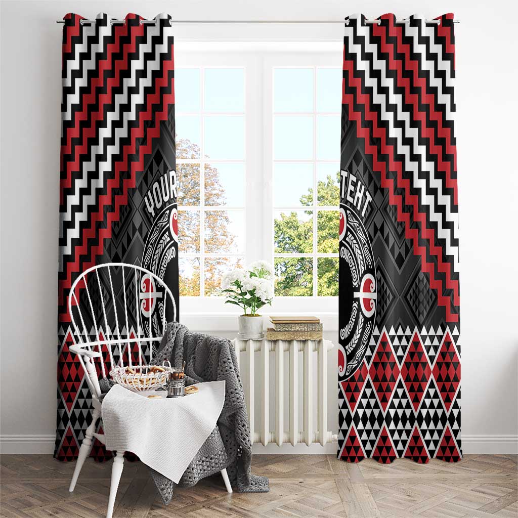 Personalised Aotearoa Niho Taniwha Motif Window Curtain Red Style LT9 - Polynesian Pride