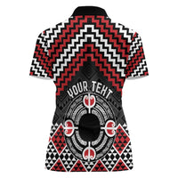 Personalised Aotearoa Niho Taniwha Motif Women Polo Shirt Red Style LT9 - Polynesian Pride
