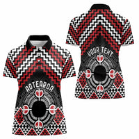 Personalised Aotearoa Niho Taniwha Motif Women Polo Shirt Red Style LT9 - Polynesian Pride