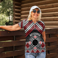Personalised Aotearoa Niho Taniwha Motif Women Polo Shirt Red Style LT9 - Polynesian Pride