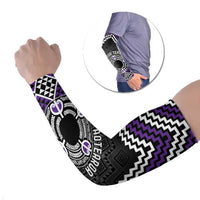 Personalised Aotearoa Niho Taniwha Motif Arm Sleeves Violet Style LT9 Set of 2 Violet - Polynesian Pride