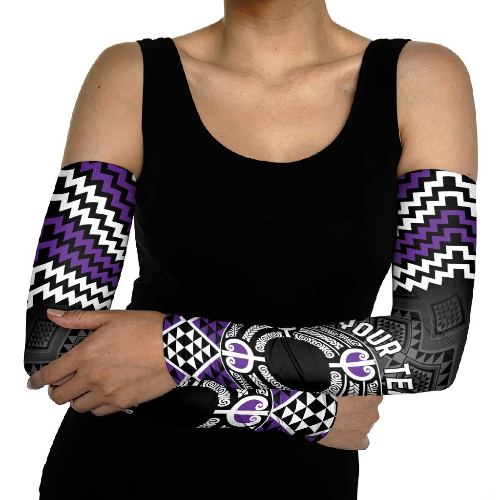 Personalised Aotearoa Niho Taniwha Motif Arm Sleeves Violet Style LT9 - Polynesian Pride