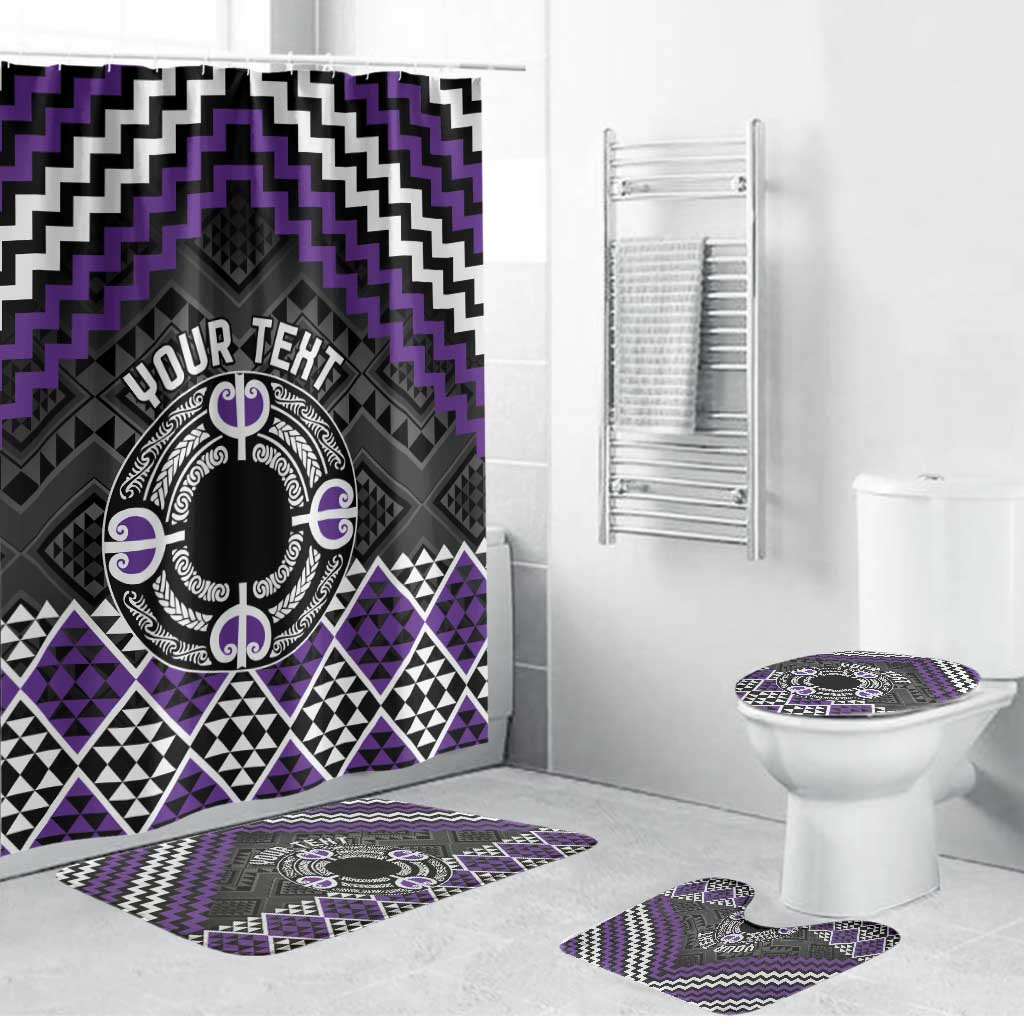Personalised Aotearoa Niho Taniwha Motif Bathroom Set Violet Style LT9 Bathroom Set (4 pcs) Violet - Polynesian Pride