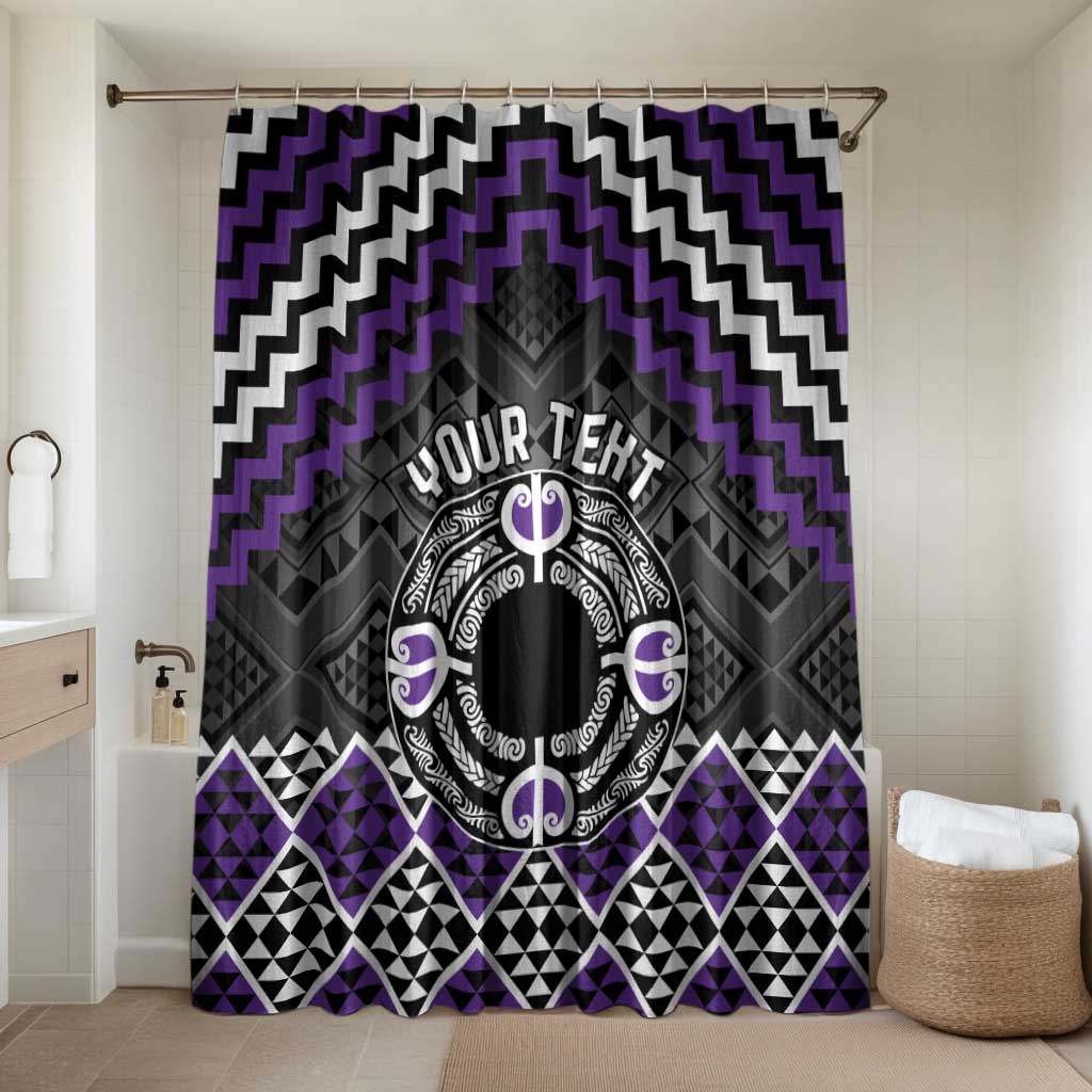 Personalised Aotearoa Niho Taniwha Motif Bathroom Set Violet Style LT9 Shower Curtain Only Violet - Polynesian Pride