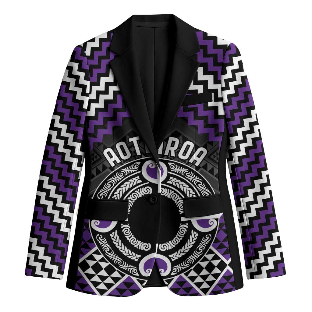 Personalised Aotearoa Niho Taniwha Motif Blazer Violet Style LT9 Unisex Violet - Polynesian Pride