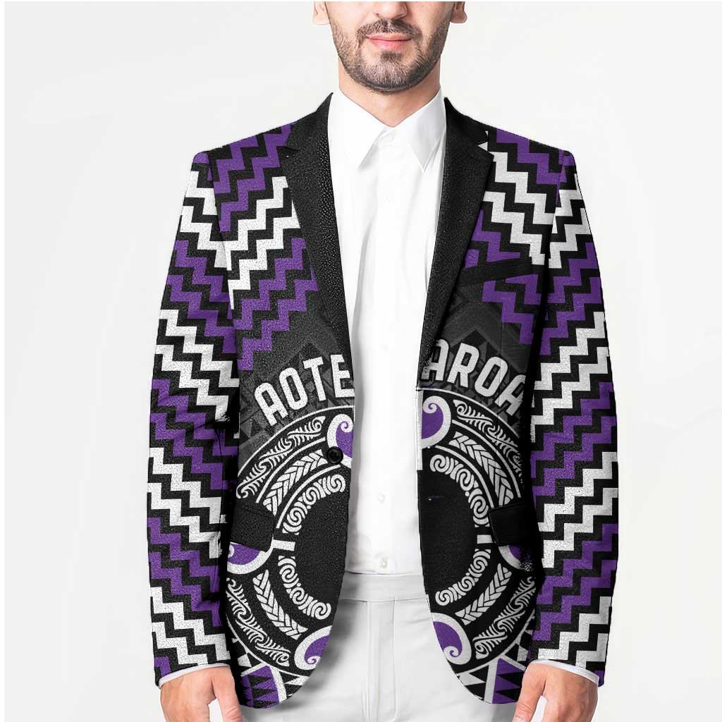 Personalised Aotearoa Niho Taniwha Motif Blazer Violet Style LT9 - Polynesian Pride