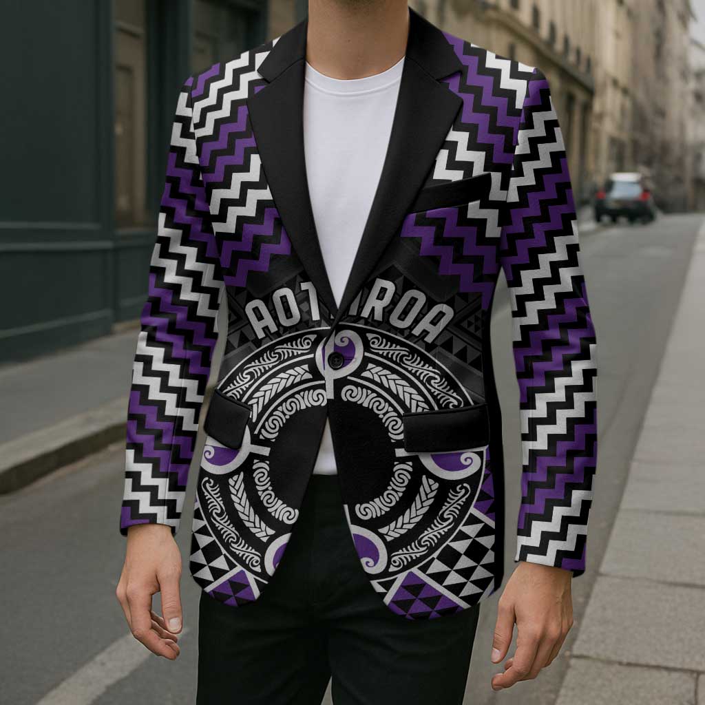 Personalised Aotearoa Niho Taniwha Motif Blazer Violet Style LT9 - Polynesian Pride