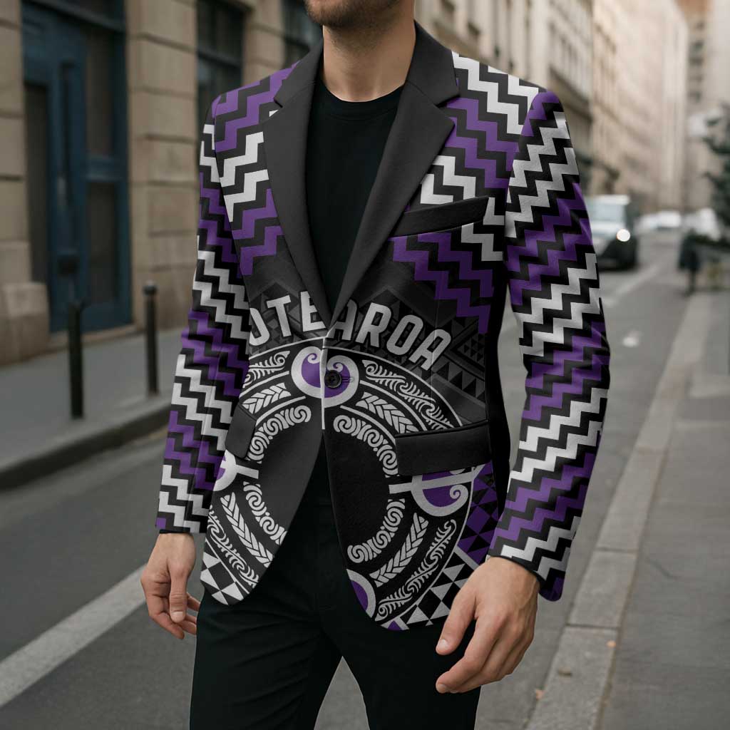 Personalised Aotearoa Niho Taniwha Motif Blazer Violet Style LT9 - Polynesian Pride
