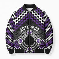 Personalised Aotearoa Niho Taniwha Motif Bomber Puffer Jacket Violet Style LT9 Unisex Violet - Polynesian Pride