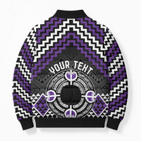 Personalised Aotearoa Niho Taniwha Motif Bomber Puffer Jacket Violet Style LT9 - Polynesian Pride