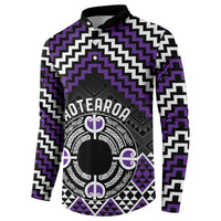 Personalised Aotearoa Niho Taniwha Motif Button Sweatshirt Violet Style LT9 - Polynesian Pride