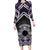 Personalised Aotearoa Niho Taniwha Motif Family Matching Long Sleeve Bodycon Dress and Hawaiian Shirt Violet Style