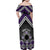 Personalised Aotearoa Niho Taniwha Motif Family Matching Off Shoulder Maxi Dress and Hawaiian Shirt Violet Style