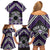 Personalised Aotearoa Niho Taniwha Motif Family Matching Off Shoulder Short Dress and Hawaiian Shirt Violet Style