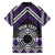 Personalised Aotearoa Niho Taniwha Motif Family Matching Off Shoulder Short Dress and Hawaiian Shirt Violet Style