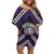 Personalised Aotearoa Niho Taniwha Motif Family Matching Off Shoulder Short Dress and Hawaiian Shirt Violet Style