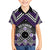 Personalised Aotearoa Niho Taniwha Motif Family Matching Off Shoulder Short Dress and Hawaiian Shirt Violet Style