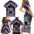 Personalised Aotearoa Niho Taniwha Motif Family Matching Short Sleeve Bodycon Dress and Hawaiian Shirt Violet Style