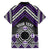 Personalised Aotearoa Niho Taniwha Motif Family Matching Short Sleeve Bodycon Dress and Hawaiian Shirt Violet Style