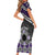 Personalised Aotearoa Niho Taniwha Motif Family Matching Short Sleeve Bodycon Dress and Hawaiian Shirt Violet Style