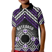 Personalised Aotearoa Niho Taniwha Motif Kid Polo Shirt Violet Style LT9 Kid Violet - Polynesian Pride