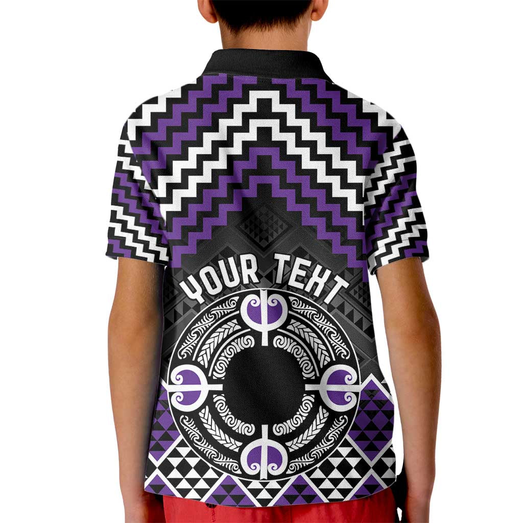 Personalised Aotearoa Niho Taniwha Motif Kid Polo Shirt Violet Style LT9 - Polynesian Pride