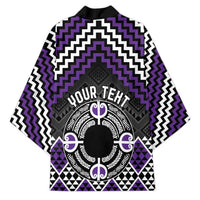 Personalised Aotearoa Niho Taniwha Motif Kimono Violet Style LT9 - Polynesian Pride