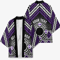 Personalised Aotearoa Niho Taniwha Motif Kimono Violet Style LT9 - Polynesian Pride