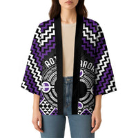 Personalised Aotearoa Niho Taniwha Motif Kimono Violet Style LT9 - Polynesian Pride