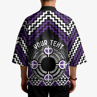 Personalised Aotearoa Niho Taniwha Motif Kimono Violet Style LT9 - Polynesian Pride